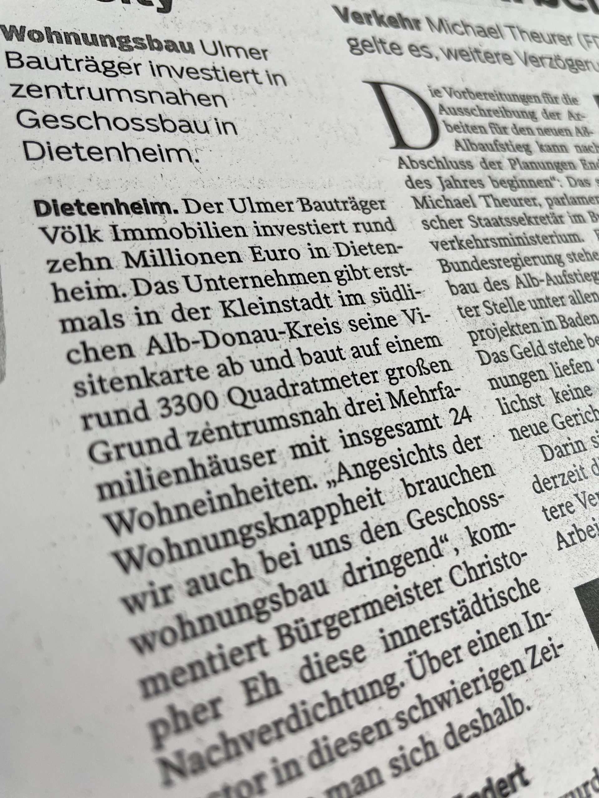 Pressebericht SWP - Spatenstich G hoch 3 in Dietenheim