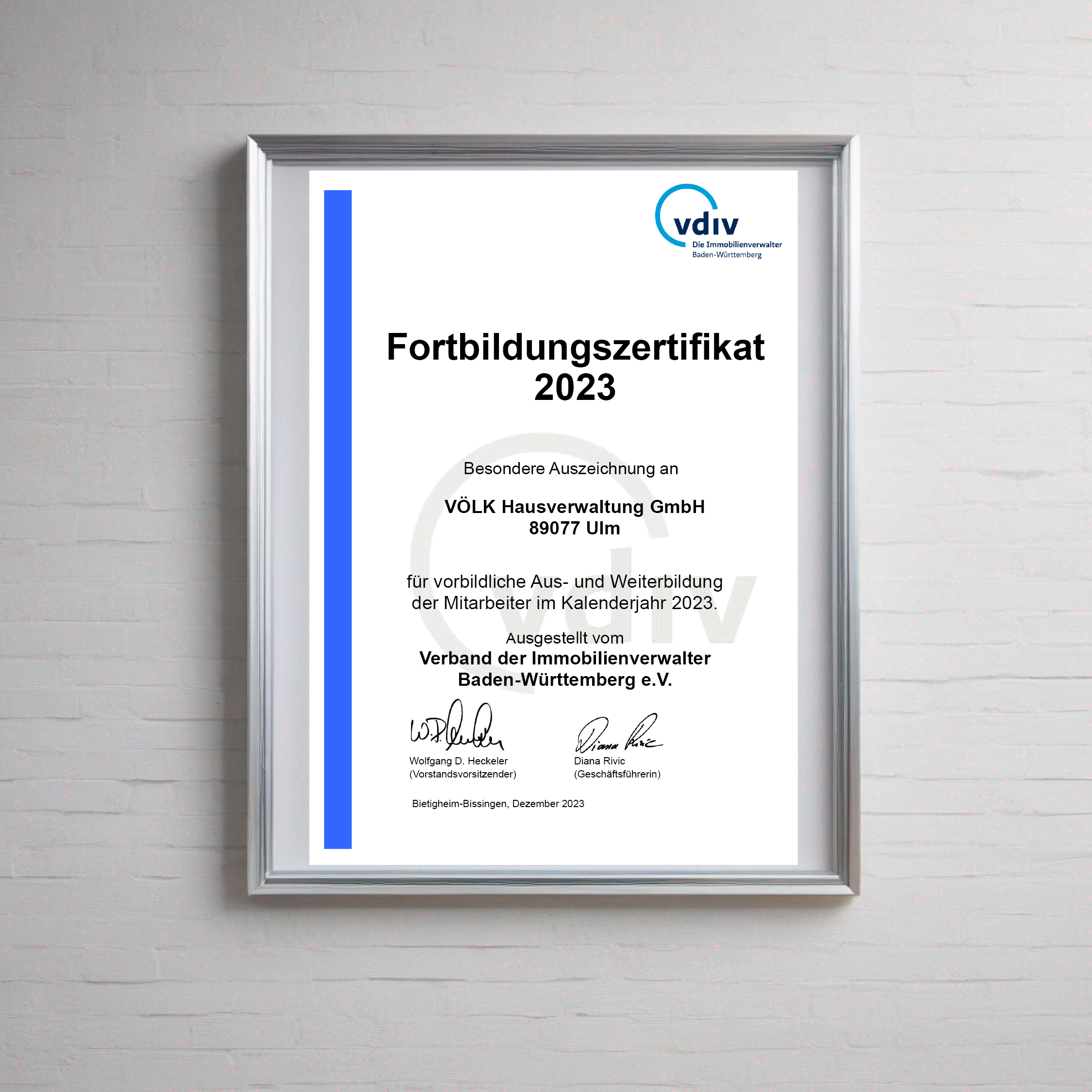 2023-Fortbildungszertifikat - VÖLK Hausverwaltung GmbH