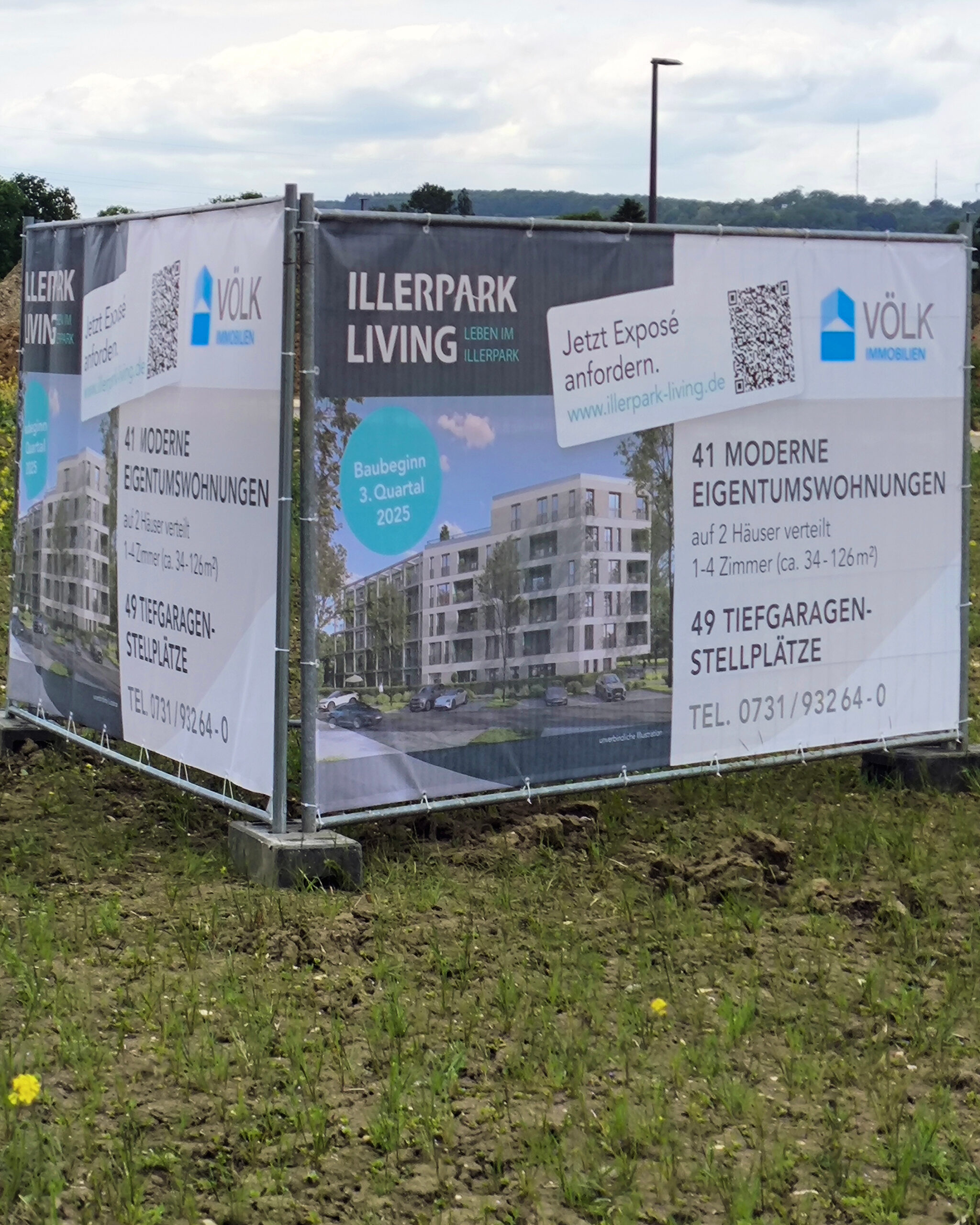 Werbebanner Illerpark Living Neu-Ulm Ludwigsfeld Vermarktung