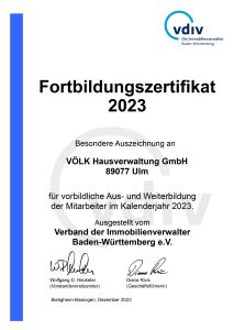 2023-Fortbildungszertifikat - VÖLK Hausverwaltung GmbH